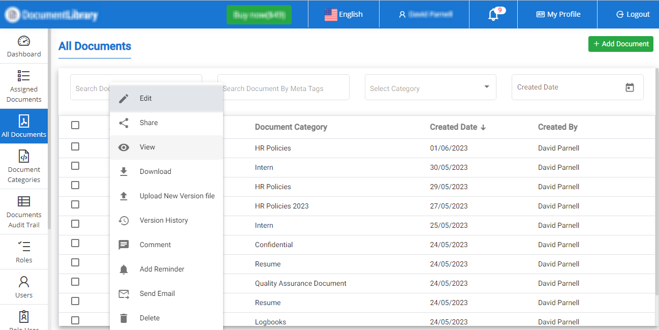 Store unlimited documents by category 